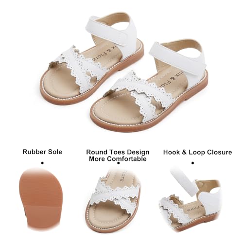 Image of Felix & Flora Toddler Girl Sandals - Little Girl Easter Dress Shoes Lightweight Open Toe Beach Holiday Flats
