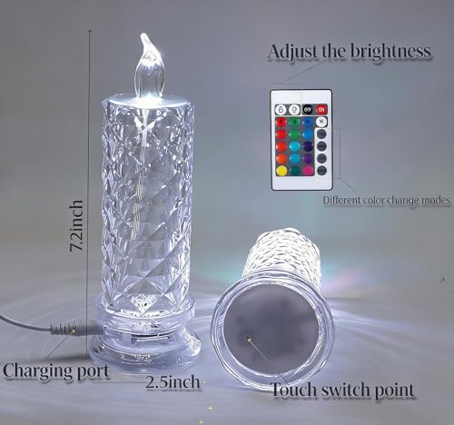 Image of Rechargeable Rose Shadow LED Flameless Candles with Remote | adjustable brightness touch