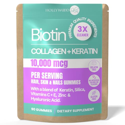 2X Stronger Hair Growth & Nail Strength Gummies – 10,000 mcg Biotin, 1500 mg Collagen & 300mg Keratin – Thicker, Fuller Hair, Stronger Nails, Radiant Skin – Clinically Proven in 30 Days.