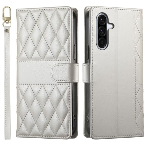 Coque Samsung Galaxy A57 5G en cuir blanc rigide style portefeuille chic