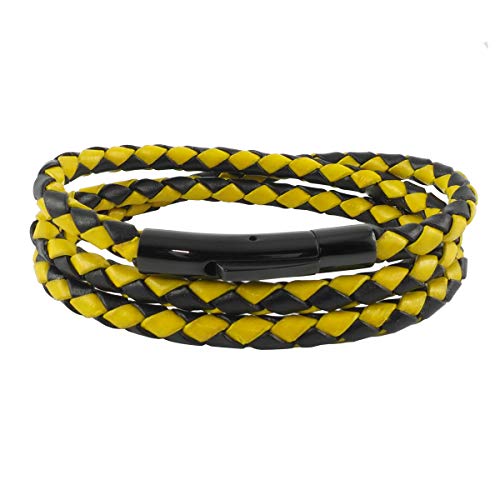 Collier en cuir tressé homme 6 mm König Design en acier noir
