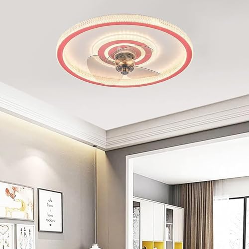 Ventilateur de plafond éclairage LED intensité variable suspension rose salon - 4