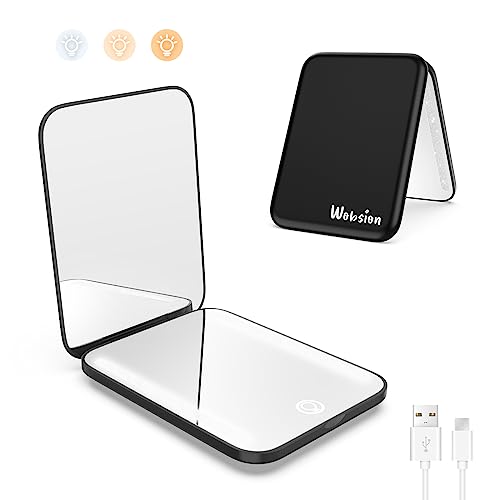 WOBSION Rechargeable LED Travel Mirror,1x/3x Magnification...