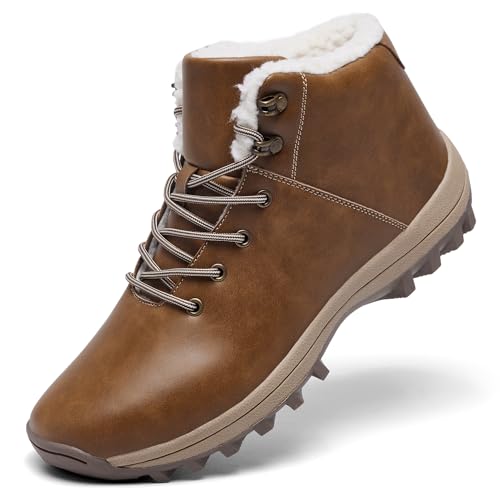 Mens Winter Warm Snow Boots Fur Lined Non-Slip Insulated Hiking Shoes - Main Image