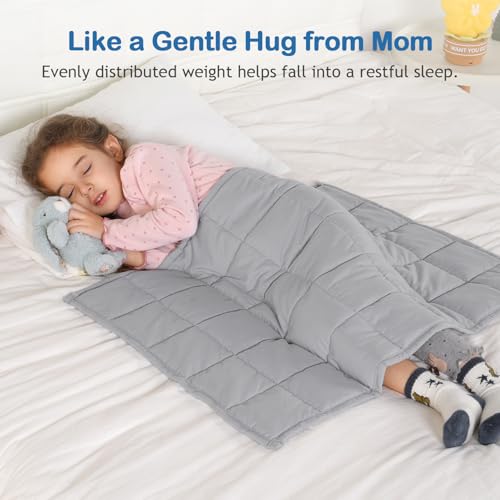 Kivik Weighted Lap Blanket 2 lbs, 20" x 30" Grey Small Weighted Blankets, All-Season Breathable Mini Weighted Lap Pad, Soft Heavy Throw Blanket for Travel, Calming & Sleep, Washable