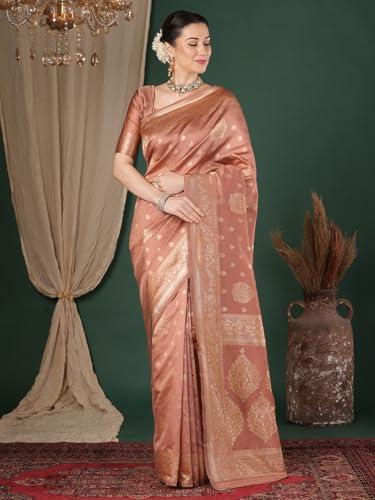 Image of AKHILAM Women's Kanjivaram Pure Soft Silk Saree For Women Saree With Unstitched Blouse Piece |Soft banarasi saree for women|silk saree pure silk