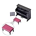 TOYANDONA Piano Keyboard Dollhouse Piano Model Miniature Upright Stool Musical Educational Toy for Kids Micro Landscape Fairy Garden Black