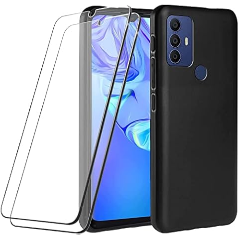LYJERRY TCL 306 Mobile Phone Case Soft Black + 2 Pieces HD Glass Cover