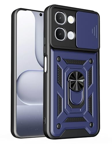 Image of Tough Armor Bumper Back Cover Case for iQOO Z11X 5G / Vivo T5X 5G | Sliding Camera Cover, Kickstand & Ring Holder | 360 Degree Protection Back Cover for iQOO Z11X 5G / Vivo T5X 5G - Blue