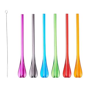 Mastrad Rietjes met lepel – 6 herbruikbare rietjes – perfect voor cocktails – vaatwasmachinebestendig in verschillende…