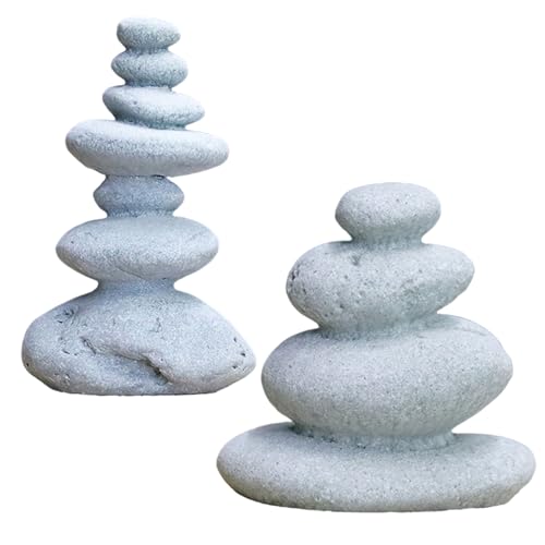 TaozisuY 2Pcs Stacking Rocks Artificial Rustic Stacking Stones Zen Garden Decor Relaxing Yoga Meditation Accessories for Outdoor Indoor Garden OfficeStacking Rocks
