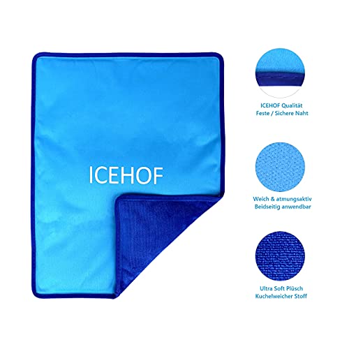 ICEHOF Kühlpads XXL Gel Kühlkissen Groß - Kuschelweich, Kühlakku Kühlpack Ice Pack Kältekompresse Eisbeutel Kühlbeutel Gelkissen Coolpack - 38 x 28 cm Kühlkompresse