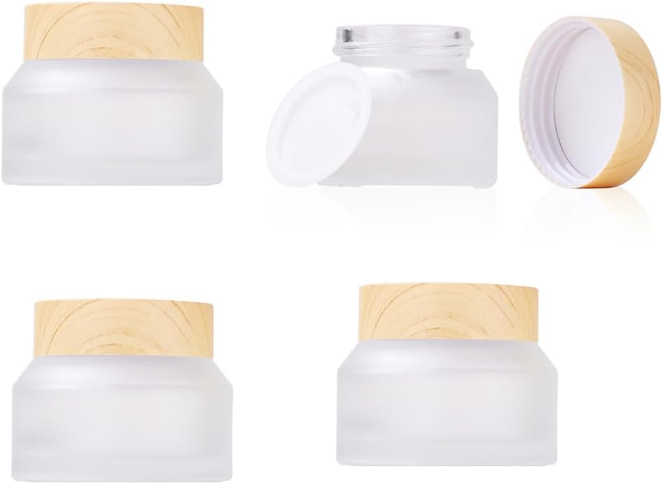 4 Pack 50g Empty Frosted Glass Cosmetic Cream Jars Cosmetic