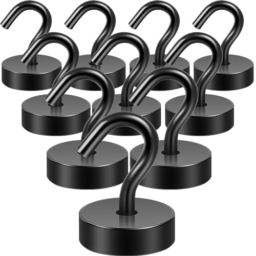Image of Neosmuk Magnetic Hooks Steel Tube Design for Cruise,40lb+ Black,10 Pack | Cruise Ship Essentials,Heavy Duty Magnett Hooks for Cabins, Refrigerator, Grill, Hanging, and Travel Extra Strong Must-Haves