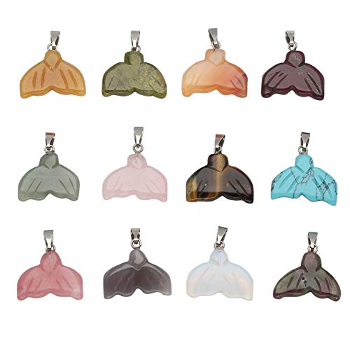 JOVIVI 20pcs Irregular Tumbled Stones Chakra Charm Semi-Precious Gemstone Quartz Crystal Healing Stone Pendants Random Colors for Necklace Jewelry Making