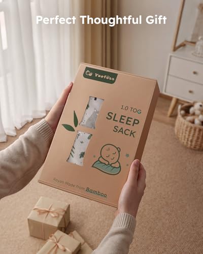 Image of Yoofoss Rayon Made from Bamboo Baby Sleep Sack 18-24 Months 1.0 Tog Baby Wearable Blanket, Super Soft Infant Toddler Sleeping Sack 2-Way Zipper