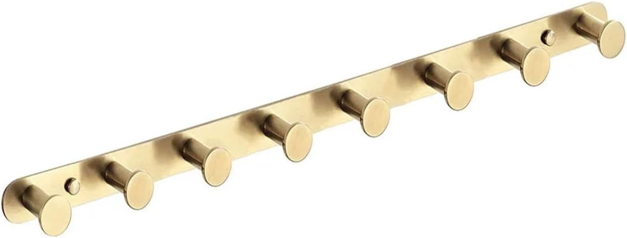 Stainless Steel Hooks Bathroom Accessories Wall Mounted Round Robe Hook 3-8(Brushed gold 8 hooks)