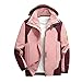 Cappotti da donna alla moda, caldo cappotto staccabile, antivento in peluche ispessito caldo con cappuccio e cappuccio, giacca classica bomber con zip e cappotto leggero, A-rosa, M