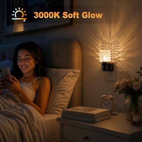 Image of JandCase LED Night Light, Dimmable Night Lights Plug into Wall, Modern Nightlight with Auto On Off Light Sensor, 3000K Soft White Night Light 0-100LM Brightness for Bathroom Hallway Bedroom Decor