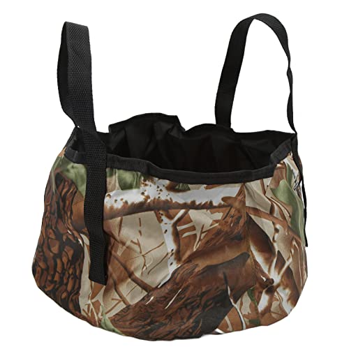 OUKENS Outdoor Foldable Basin, Round Rugged Wear Resistant Firm Reliable Portable Basin,Camping Water Storage Container for Travel Camping (Camouflage)