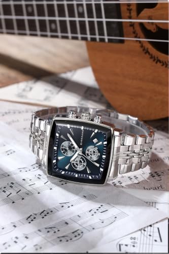 Image of Giordano Multi Function Watch for Men with Square Dial, Stainless Steel Strap and Date Display