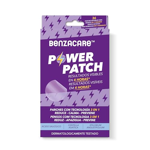 BENZACARE POWER PATCH Parches para granos, Invisible, Ligero y Fino, Reduce Visiblemente las Imperfecciones, Granos y Espinillas, Resultados Visibles en 4 Horas, 36 unidades