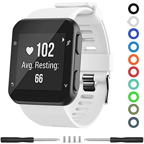 Meifox Compatible with Garmin Forerunner 35 Band,Solf Silicone Replacement Bands for Garmin Forerunner 35 Watch (White)