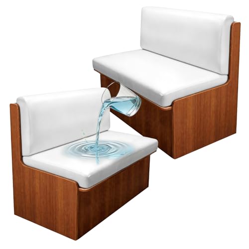 Lufyzora Pu Leather RV Dinette Cushion Covers Waterproof Stretch Camper Cushion Slipcovers Thickened Odorless Washable RV Booth Seat Cover for Travel Trailer (2 Backrest Cover & 2 Bench Cover, White)