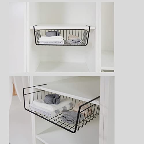 Miniatura 7 de Cesta De Almacenamiento Para Estante Inferior, 4 Unidades, Metal, Colgante Debajo Del Armario, Para Cocina, Oficina, Despensa, Baño, Armario