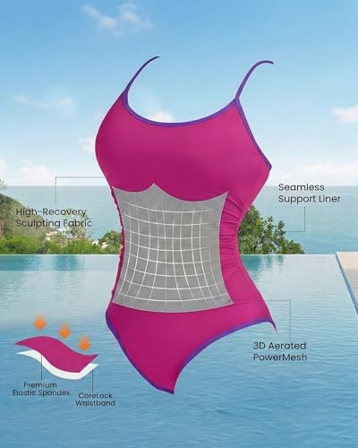 Image of Period Swimwear for Teens One Piece Ultra-Thin Quick-Dry Leakproof Tummy Control Swim Suit ,Multi