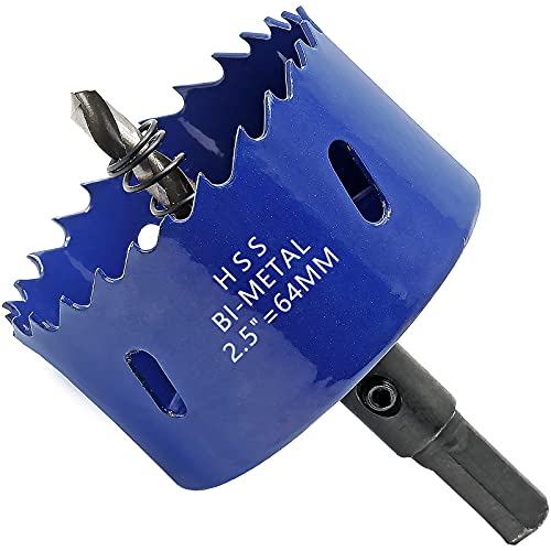 Image of Luomorgo 64mm /2-1 /2 inch Hole Saw, 1 1 /4 inch Cutting Depth HSS Bi-Metal Hole Cutter for Wood Cornhole Boards Plastic Drywall & Metal Sheet