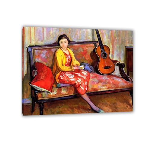 Impression giclée moderne abstraite sur toile MOBYAT Nono et une guitare grand format 80x105cm