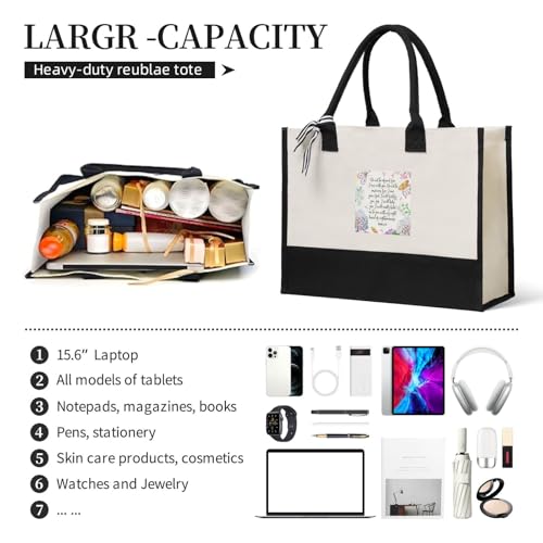 Isaiah 41 10 Flowers And Butterflies Durable Cotton Blend Canvas Tote Bag, Spacious Reusable Gift Bag for Travel, Beach & Shopping3