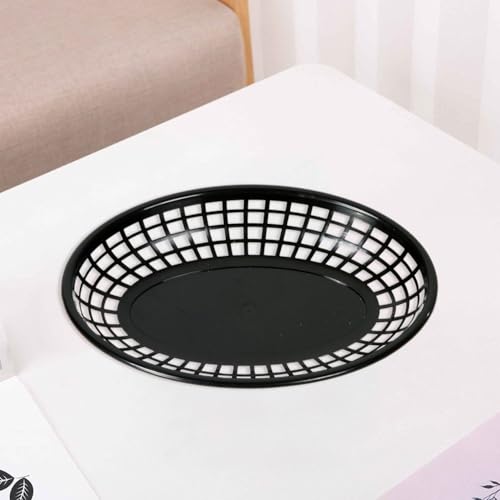 Panier de restauration rapide ovale noir réutilisable lot de 24 - 6