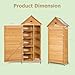 HOMASIS Gartenschrank Holz, Gerätehaus Wetterfest Outdoor, 80x45x177cm, Gartenhaus mit 5 Ablagen & Schrank, Geräteschuppen mit Satteldach, Gartenschuppen Gartenhütte Geräteschrank, Natur