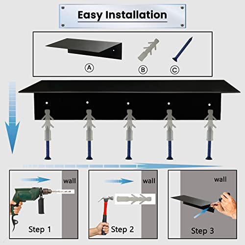 Simond Store Floating Shelf For Under Tv - Floating Tv Stand Wall Mounted- Wall Mount Floating Shelf Tv Console For Dvd Players, Tv Accessories, Games Consoles, Black Shelf (36" X 8" X 2.5") #TOP2