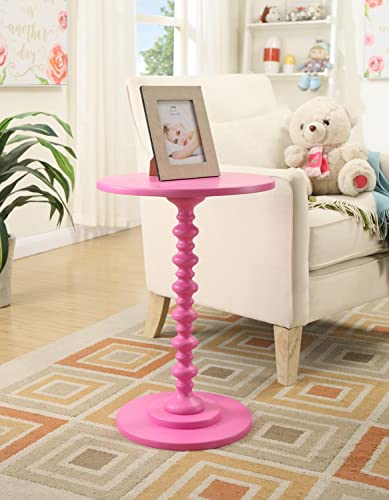 Image of Convenience Concepts Palm Beach Spindle Table 17.75 inch - Traditional Round End Table for Living Room, Turned Solid Wood Side Table, Classic Display Pedestal Table, Pink