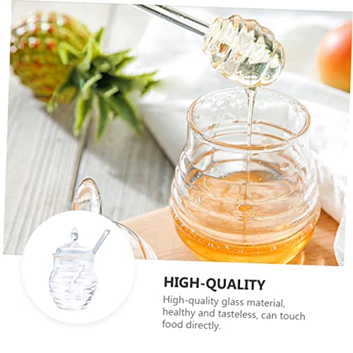 Cabilock 1pc Honey Pot Honey Spoon Stirrers Fruit Jam Jar Honey Container Honey Jar Storage Jar Honey Drizzle Stick Honey Dipper Sticks Clear Jars Polystyrene Transparent re-usable