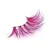 MISSLADY 25mm Colored Lashes 3D Real Mink Pink Eyelashes Pink Lashes Strips (M3D-431, 25mm, 1 Pair)