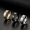 HIJONES Hommes en Acier Inoxydable 8MM Ligne Anneau avec Bande Noir Taille 57 #2