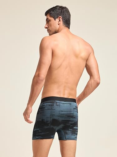 Image of TECHNOSPORT Men's Colorblock Trunks Underwear with ElastoLITE 4 Way Stretch Lightweight Breathable Moisture Wicking Soft Anti Odour Anti Microbial Comfort Fit Boxer Briefs Innerwear for Men