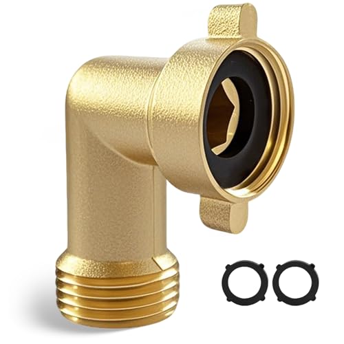 90-Degree Hose Elbow Connector Durable Brass Design for RV Water Hoses and Outdoor Faucets Easy Grip for Effortless Handling Perfect for Home and RV Applications (1 Pcs)