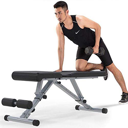 FEILA Adjustable Folding Fitness Barbell Rack and Weight Bench Weight Bench with Upgraded Wider Backrest Seat InclineDecline Exercise Workout Bench for Home Gym, Strength Training Full Body Workout