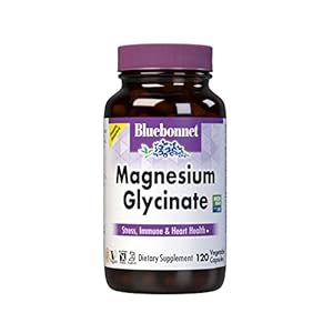 Bluebonnet Nutrition Magnesium Glycinate 400mg Maximum Absorption Mineral Complex Supports Energy Production & Enzyme Function – Non-GMO, Soy-Free, Gluten-Free – 120 Veggie Capsules