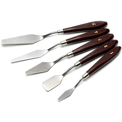 Vin-Sping 5 piezas cuchillo de pintura espátula de acero inoxidable espátula accesorios de pintura al óleo conjunto de mezcla de colores para óleo, lienzo, pintura acrílica Cover