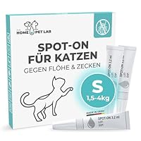 The Home Pet Lab Spot On Zecken- und Floh Schutz für Katzen, Effektiver Zeckenschutz für die Katze, 3 Monate Langzeitwirkung gegen Zecken (S: 1,5-4 Kilo)