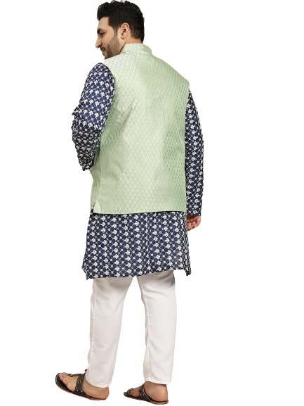 Image of SOJANYA (Since 1958, Men's Silk Blend Grey Kurta Pyjama & Silk Blend Jacket Combo
