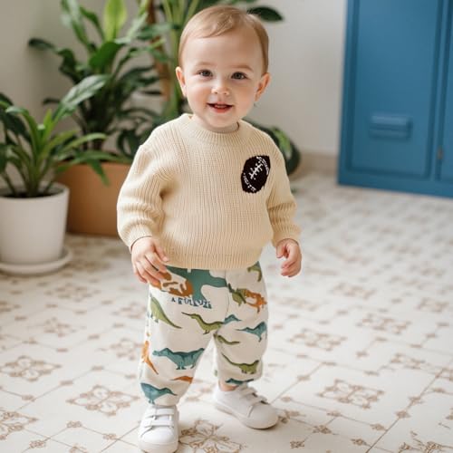 Toddler Baby Boy Girl Clothes Knit Sweater Football Embroidery Sweatshirt Long Sleeve Shirt Warm Fall Winter Outfits2