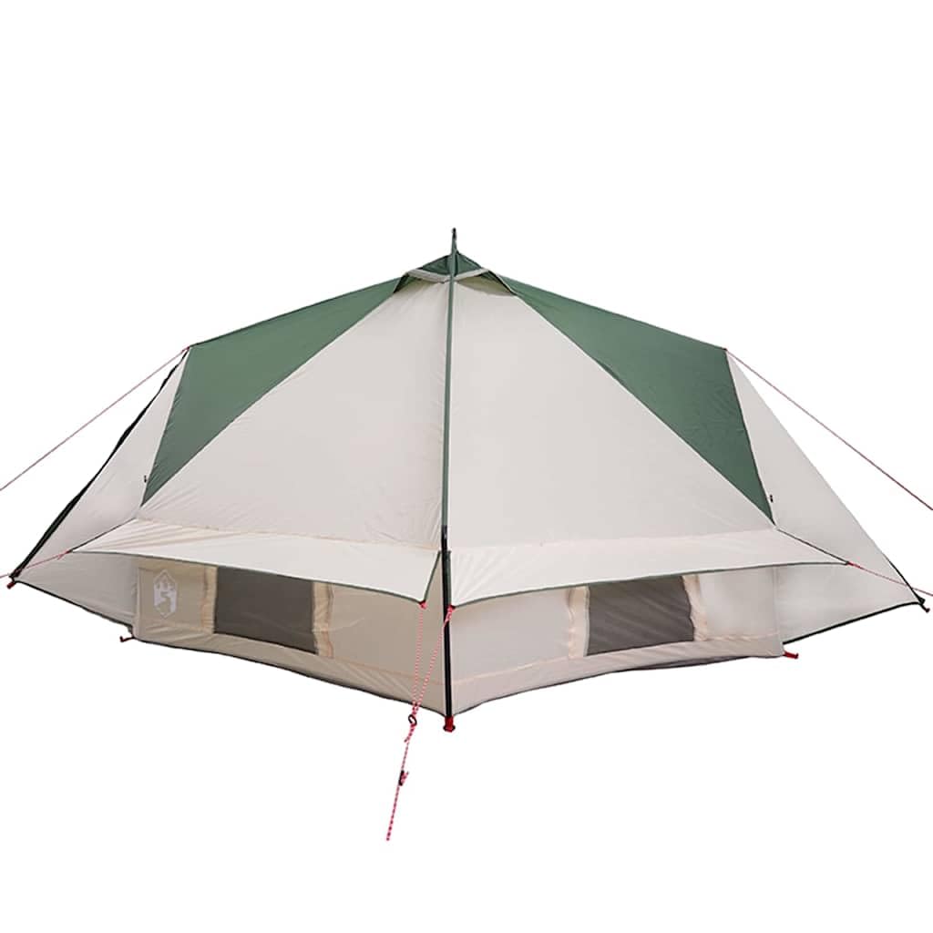 Teepee namiot dla 10 osób zielony i biały 567 x 470 x 242 cm