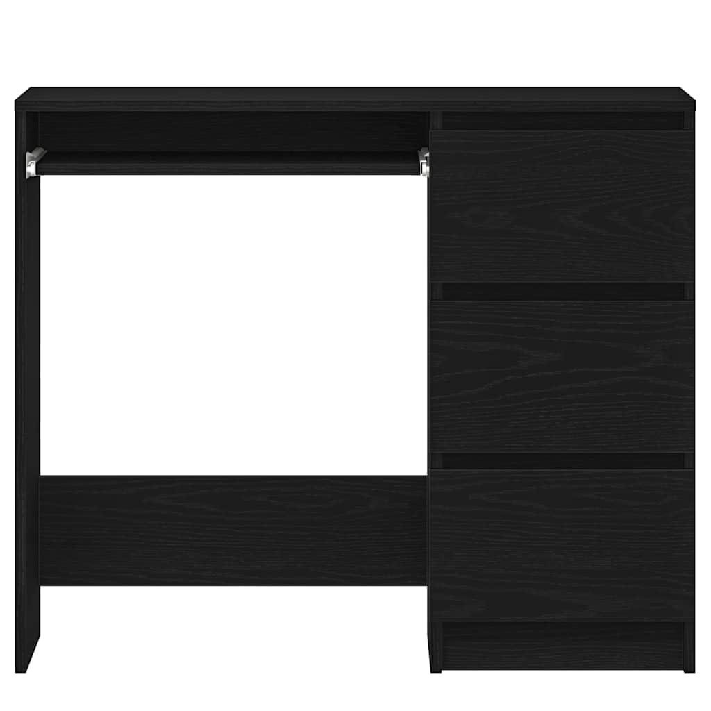 Scrivania nera effetto rovere, 90 x 45 x 76 cm, materiale in legno, robusto computer desk per casa, ufficio, gaming, con 3 cassetti, molto spazio